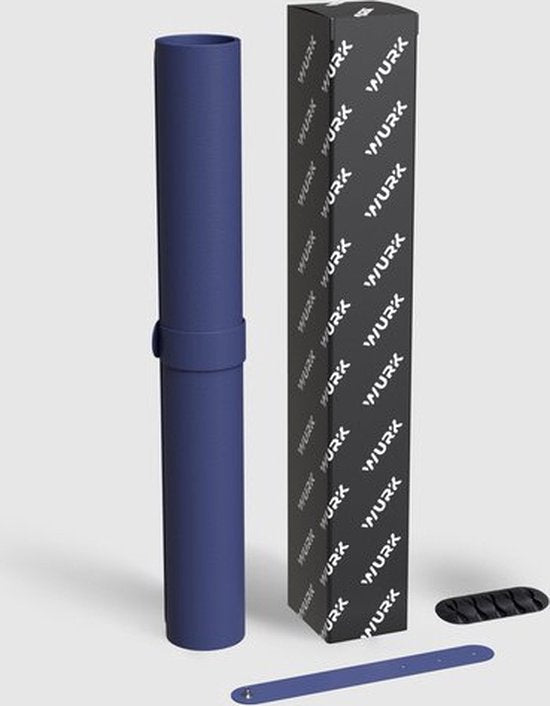 WURK Professionele Bureau Onderlegger Kunstleer – Bureau Organizer – Bureaumat – Bureau Accessoires – Muismat XXL– Inclusief Kabel Clip – 120x60 – Blauw