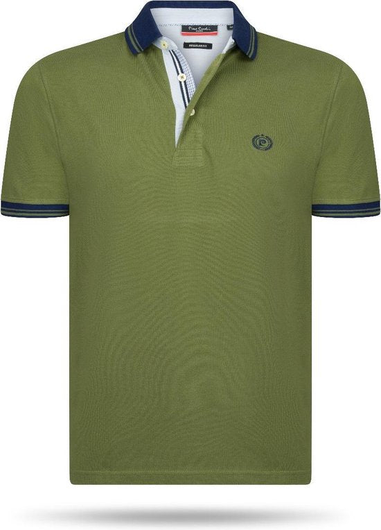Pierre Cardin - Herenpolo SS Navy Tipped Polo - Groen - Maat L