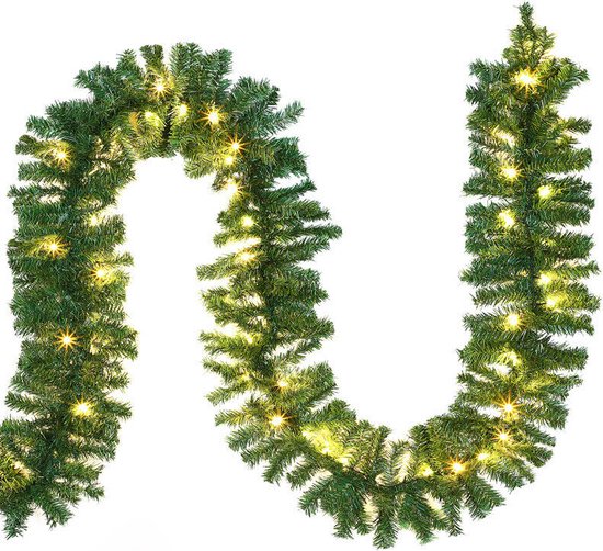 Casaria Kerstguirlande - 5m 100 LED´s-Dennennaalden Groen – Warm wit