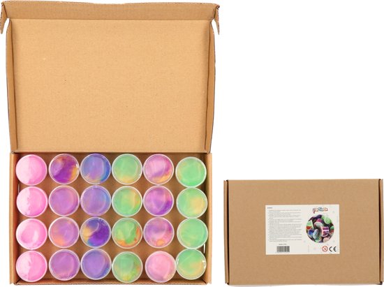 Partizzle 24x Galaxy Slijm Pakket - Universum Astronaut Uitdeelcadeautjes - Grabbelton Maken Slime Speelgoed - Traktatie Cadeautjes voor Kinderen - Gekleurd