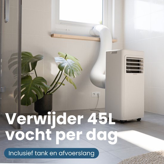 Auronic Mobiele Airco - 9.000 BTU - 3-in-1 - Airconditioning met 2 Raamafdichtingskits - Ventilator - Ontvochtiger - tot 25m² koelen - Wit