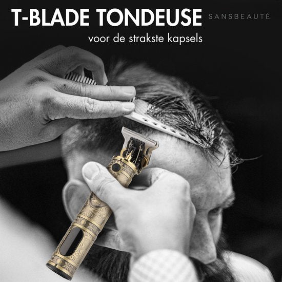 Professionele Draadloze T-blade Tondeuse + Neustrimmer - Sansbeauté® Buddha Trimmer - Baardtrimmer - Tondeuse Mannen Hoofdhaar - Cheveux Haar - Haartrimmer - Kapper Haar Machine - Haartondeuse - Barber Hair Clipper - Kappersset