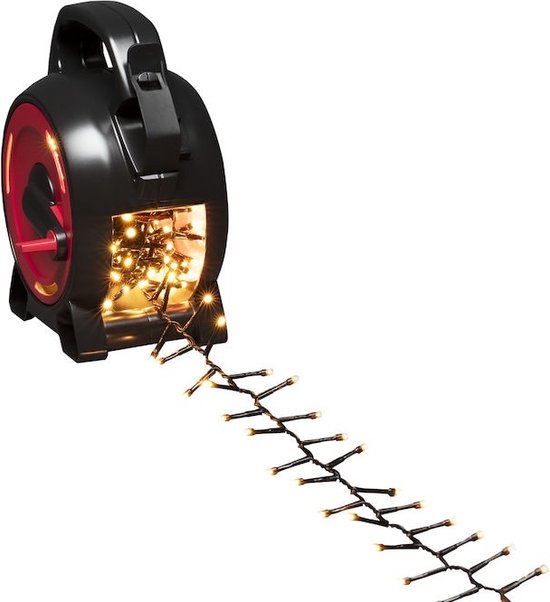 Cluster Lichtsnoer op kabelhaspel voor buiten - 800 LEDs - 2100K Amber - IP44 - 18 meter – Kerstverlichting