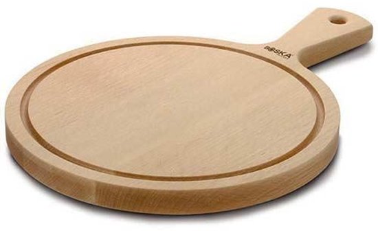 Boska Serveerplank Rond Amigo M - Borrelplank met Handgreep - Rustiek Beukenhout - Bruin - Ø 23,4 cm