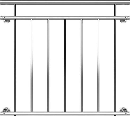 Monzana Franse Balkonreling – Staal 90x100cm 7 Spijlen - Zilver