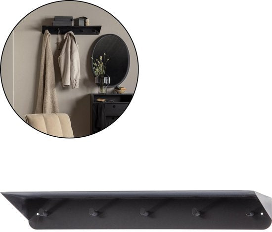 WOOOD Kenan Kapstok 5 Haken - Metaal - Zwart - 10x80x30