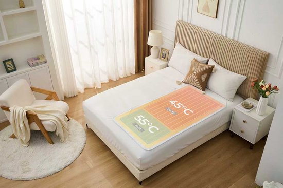 STAUS&BACH Elektrische onderdeken met voetwarmte 190x90 cm - Eenpersoons - 6 warmtestanden - Aparte voetzone - Anti allergie - Antibacterieel - Warmtedeken - Extra snel warm - Uitwasbaar - Fleece - DualZone - Wit