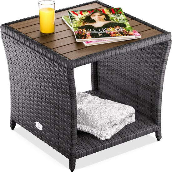 Casaria Bijzettafel - Polyrattan Vierkant 45x45x40cm - Grijs