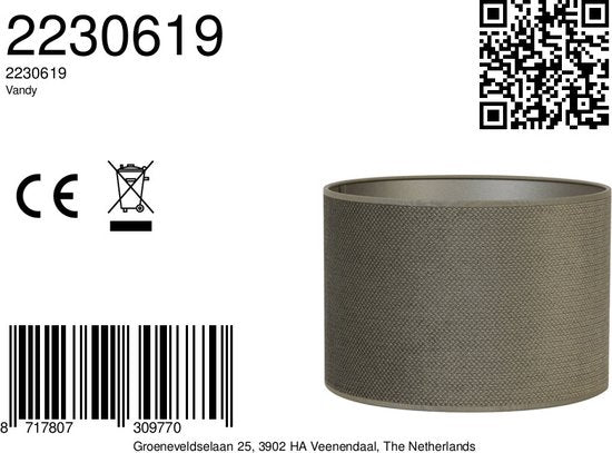 Light & Living Cilinder Lampenkap Vandy - Olive - Ø30x21cm - voor Tafellampen, Hanglampen
