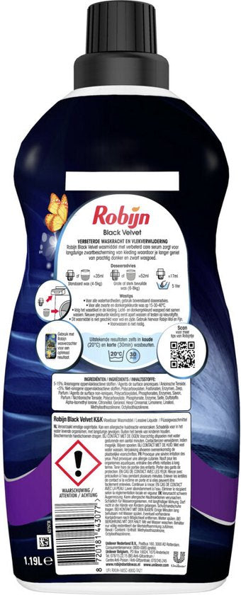 Robijn Klein & Krachtig Wasmiddel Black Velvet 34 Wasbeurten 1,19 liter