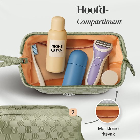 SC Travel Essentials - Toilettas en Make-up Organizer - Waterdicht en Compact - Geschikt voor Reis en Dagelijks Gebruik - Unisex - Matcha Groen
