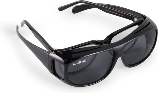 SPACEFLIGHT Overzetzonnebril - Zonnebril in Zwart - Polariserende Glazen - Unisex - Voor Brillen van Max 150 mm breed en 40 mm Hoog - Filter Categorie: 3