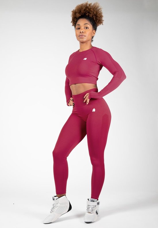 Gorilla Wear Hilton Naadloze Cropped Lange Mouwen - Fuchsia - XS/S