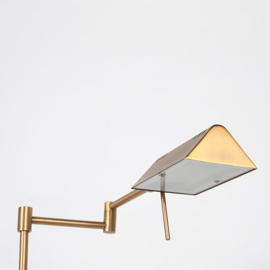 Vloerlamp GlowGo 4603BR - Bronzen klassieke vloerlamp van Mexlite met geïntegreerde accu, verstelbare arm en dimmer, hoogte 125 cm