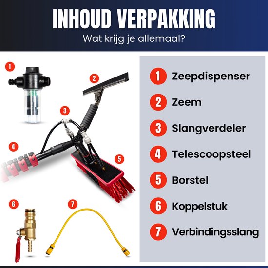 Aqualitá Telescoopsteel Ramenwassen - 9M - Waterdoorvoer - Zeem - Ramenwasser - Zonnepanelen Reiniger