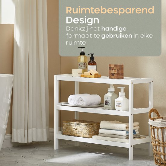 O'DADDY® Schoenenrek - Schoenenbank - Halbank - Schoenenkast - Schoenen Opbergsysteem - Schoenen kast - 3 Laags - Voor 12 Paar - Multifunctioneel Rek - Bamboe - Wit - 70 x 28 x 45 cm