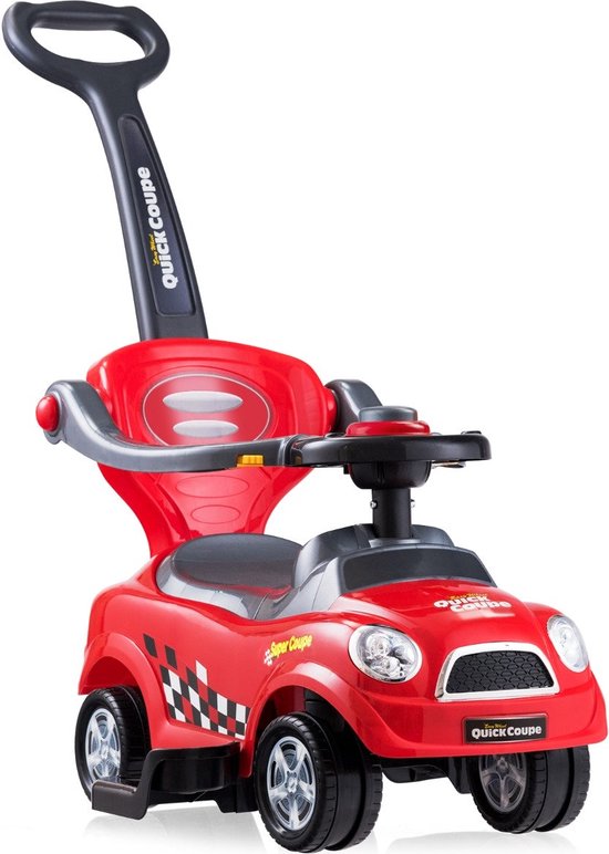 Coast 3 in 1 glijdende auto schuifwagen met verwijderbare glijdende handgreep en beschermende bar rood