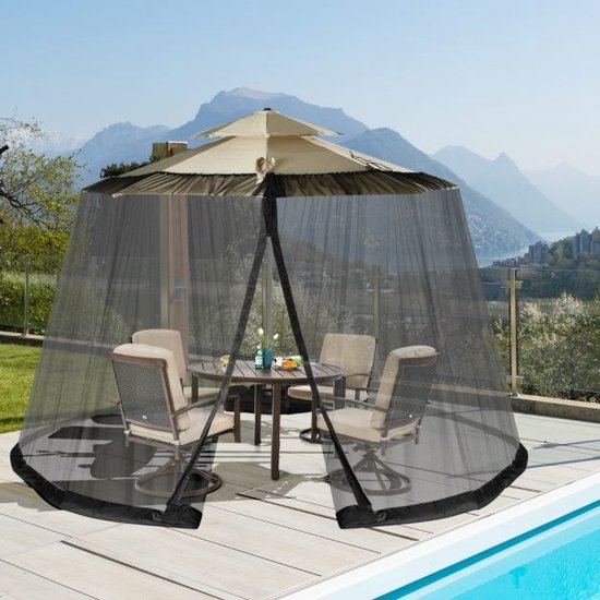 Coast Parasol Klamboe voor Buiten met 2 Deuren en d=Dubbele Rits - 12,5 x 2,3 m Zwart
