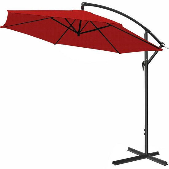 Kingsleeve Zweefparasol - Kantelbaar Handslinger Ø300cm - Rood