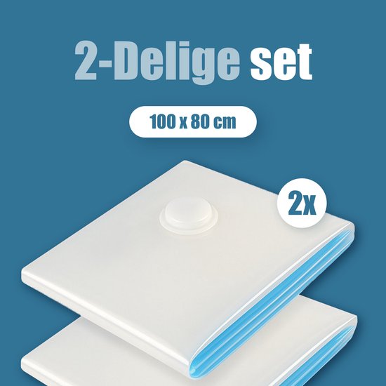 Travelly® Vacuümzakken & Reiszakken Set – Kleding Opbergen & Reizen – Luchtdicht – Herbruikbaar – Ruimtebesparend – Set van 2 – Transparant