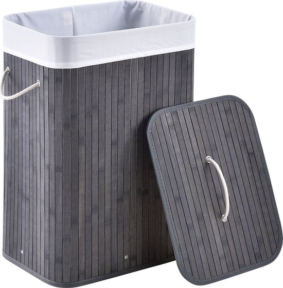Bamboe Wasmand Curly - 72 L - Grijs - Uitneembare Waszak