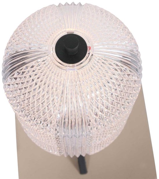 Tafellamp Geripu 3841ZW Ø15cm geribbeld kunststof met led module - Transparant/Zwart - Design - Mexlite