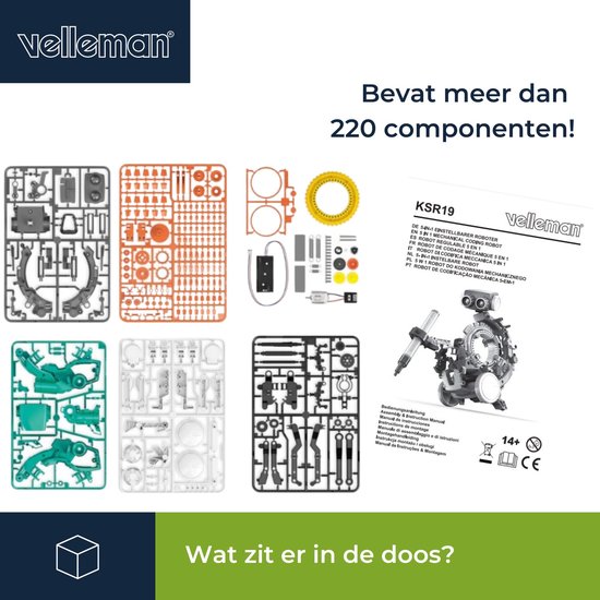 Educatieve coderingsrobot, 5-in-1 bouwkit, robot, leren programmeren, STEM constructiespeelgoed, leer de basisprincipes van het programmeren, zonder computer of app