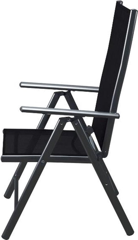 Casaria Aluminium Tuinstoelen - 3 stuks - Inklapbaar - Antraciet - Zwart
