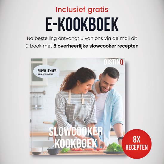 DistinQ Slowcooker - 8 Liter - 320 Watt - Warmhoudfunctie - Keramische Binnenpan - Zilver