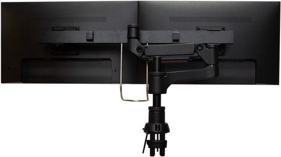 R-Go Tools Monitorarm – Voor 2 Monitoren – Dubbele Gasveerarm – VESA 75/100 – 48 cm Hoog – Ergonomische Bevestiging - Zwart