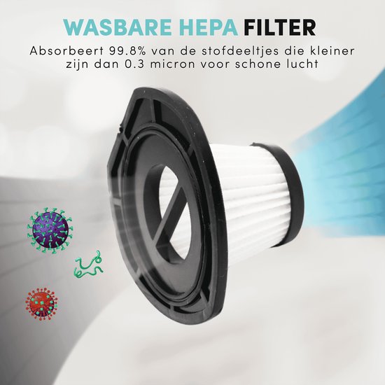 STAUS&BACH Kruimelzuiger met licht - Lichtgewicht kruimeldief snoerloos - Handstofzuiger voor auto - SuperNova - Zwart