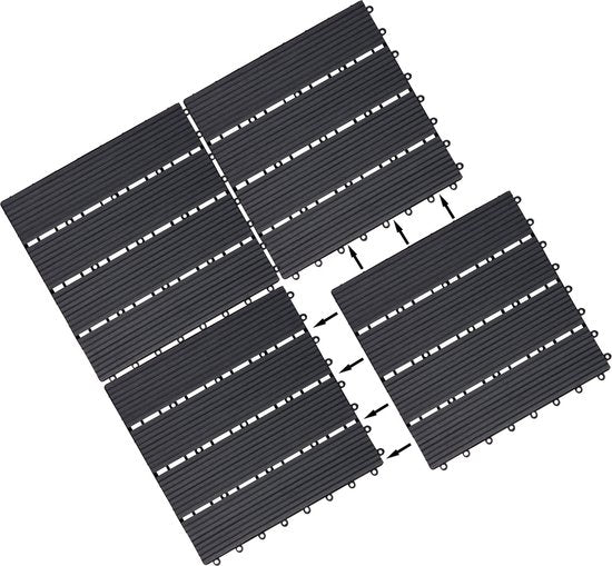 WPC Vlondertegels - Klasiek Insteeksysteem 30x30cm - Antraciet