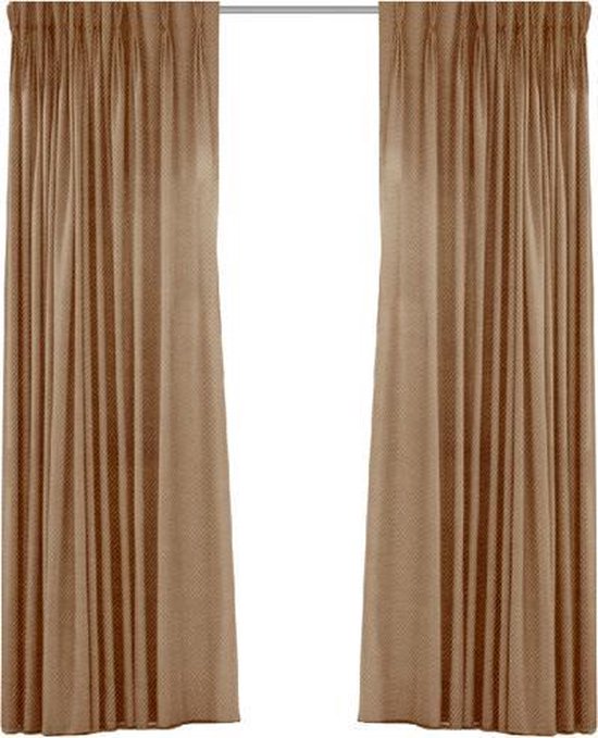 Larson - Luxe Hotel Serie Blackout Gordijn - Visgraat motief - Haken - Donker taupe - 300 x 250 cm - Verduisterend & kant en klaar