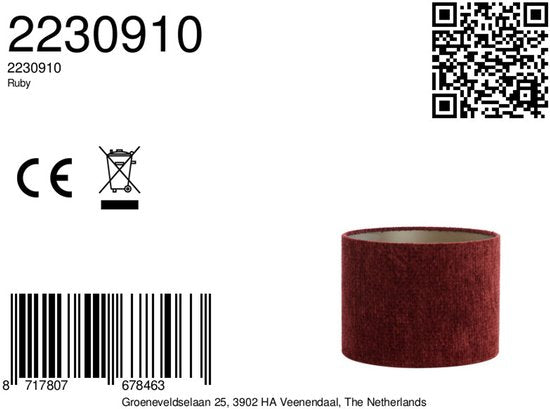 Light & Living - Lampenkap RUBY - Ø30x21cm - Rood