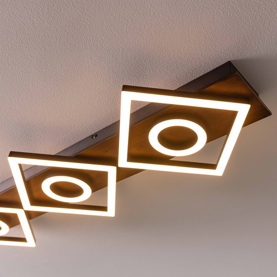 Brilliant Plafondlamp Maureen – 88 cm – Zwart met Hout