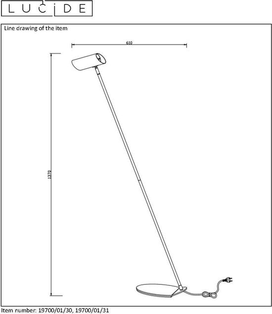 Lucide HESTER - Leeslamp - 1xGU10 - Wit