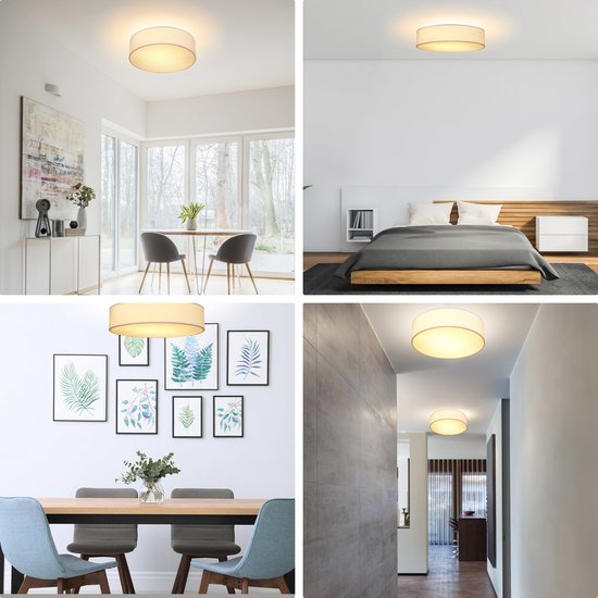 Monzana Plafondlamp 40W Rond - 38cm / Fitting E27 - Wit