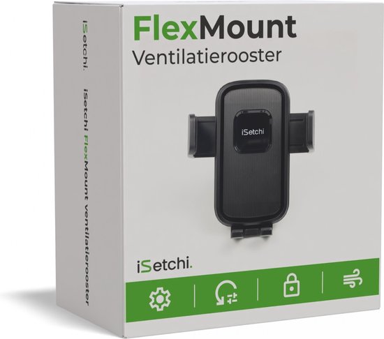 iSetchi FlexMount - Telefoonhouder Auto Ventilatie - Ventilatierooster - GSM Houder - Auto Accessoires - Universele Houder - Uitschuifbaar Design - Zwart