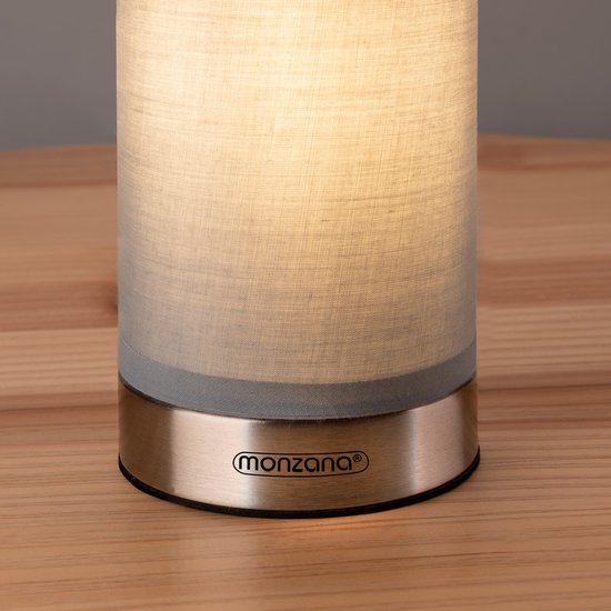 Monzana Tafellamp 2 Stuks LED – Dimbaar E14 - Satijn Nikkel Grijs