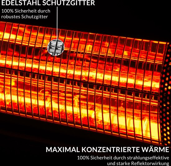 Monzana Infraroodstraler 2000W - 3 Standen/Afstandsbediening – Zilver