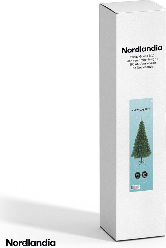 Nordlandia Kunstkerstboom - 180 cm - Realistische Kunststof Kerstboom - Metalen Standaard - Zonder Verlichting - Groen