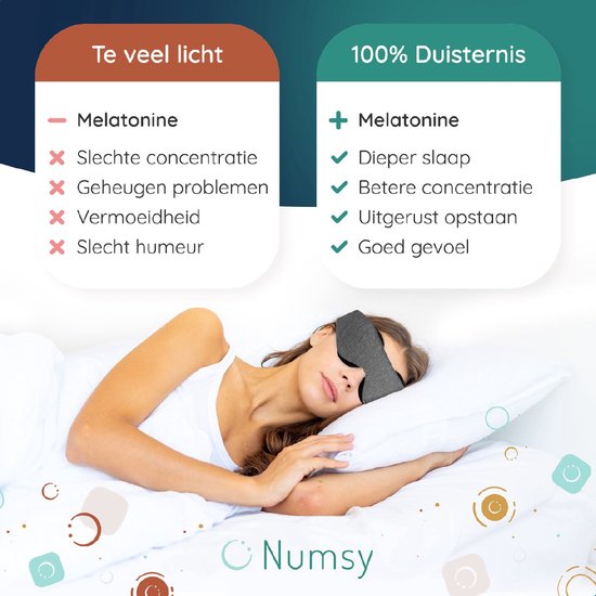 Numsy Slaapmasker Vrouwen en Mannen - Oogmasker Slaap - 100% Verduisterend - Donkergrijs
