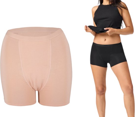 Bamboo Elements - Menstruatie Ondergoed - Hipster - Nude - Period Underwear - Menstruatieslip - Menstruatiebroekjes - Ondergoed Dames Boxershort - Maat S