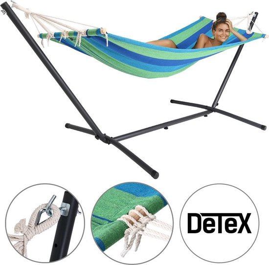 Detex Hangmat Incl. Metalen Frame - Veerkrachtig Robuust - Groen