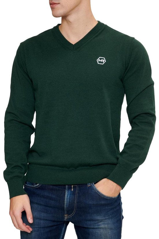 Mario Russo Pullover - Donkergroen - Maat XL - Italiaanse Schnitt - 85% Katoen Pullover