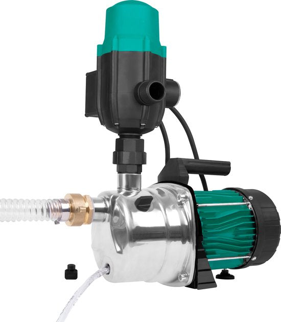 VONROC Hydrofoorpomp – Automatische Waterpomp – 1000W & 3500 l/u – Droogloopbeveiliging – 44 x 22 x 30 cm – Zwart/RVS