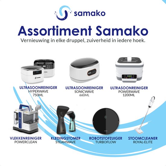 Samako Ultrasoon Reiniger PowerWave - Reinigingsapparaat - Ultrasoonbad - Brillen - Sieraden - Horloge - Make-up kwast - 1200 ml