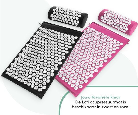 Loti Spijkermat met Spijkerkussen – Zwart/Wit – Acupressuur Mat - Spijkerbed - Acupunctuur Kussen - Shakti Massage – Incl. Draagtas