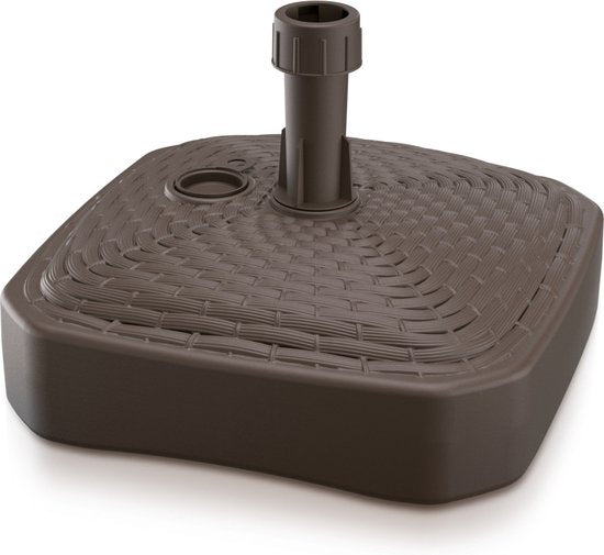 1x Stuks vierkante rotan kunststof parasolvoeten bruin 12 liter - breedte 39 cm