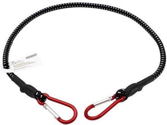 Monzana Rubberen Snelbinder met karabijnhaak 80cm x 10 mm - Zwart